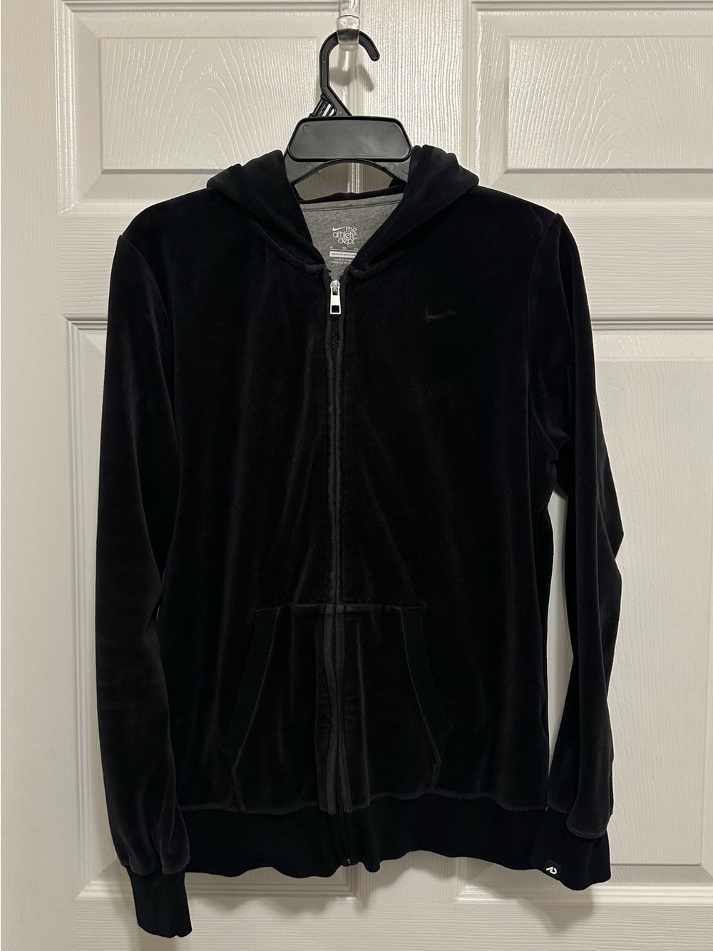 Nike The Athletic Dept Black Velour Full Zip Hoodie Jacket Women's XL Y2K